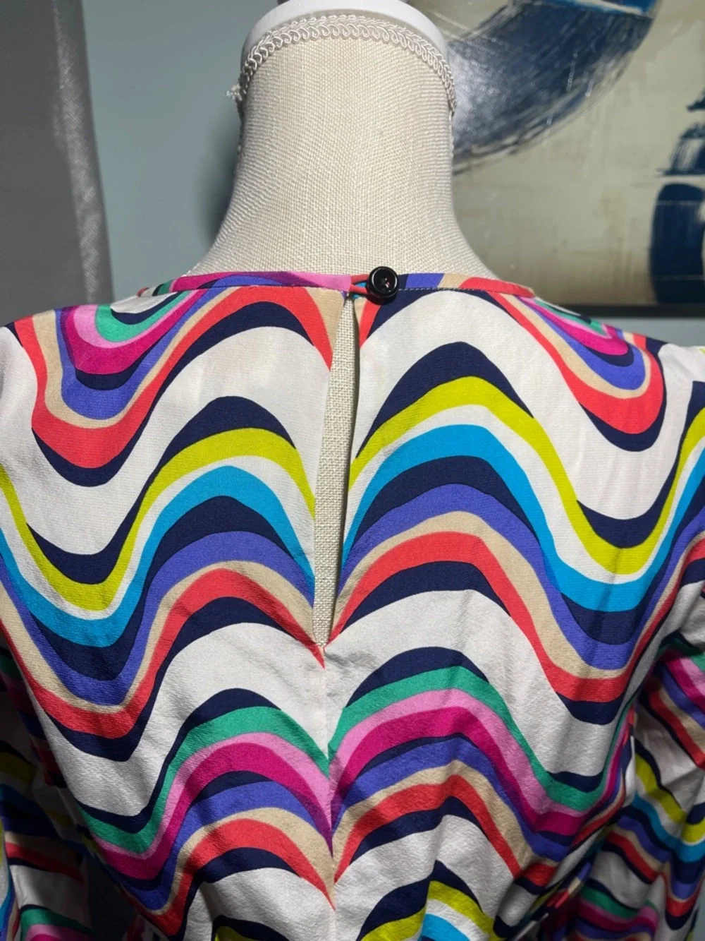 Kate Spade NY Silk Blend Brighton Zari Dress Size 10 Multicolor Wave Stripe - Picture 4 of 9